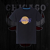 Men's Lakers Fresh Logo Black Short Sleeve T-Shirt FengYun,baseball caps,new era cap wholesale,wholesale hats
